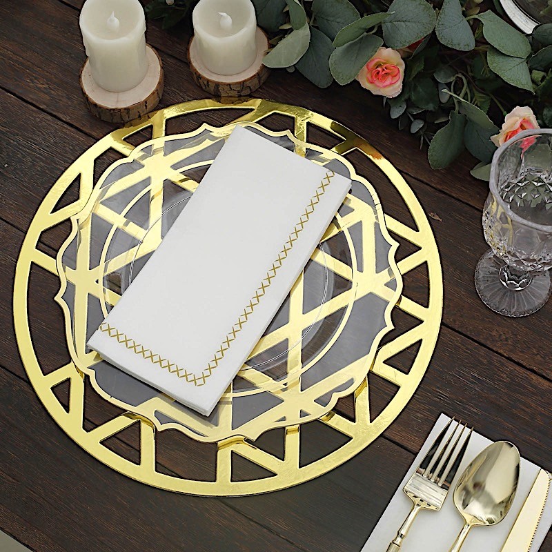 Gold 6 Metallic 13″ Laser Cut Geometric Triangle Cardboard Placemats Party Event