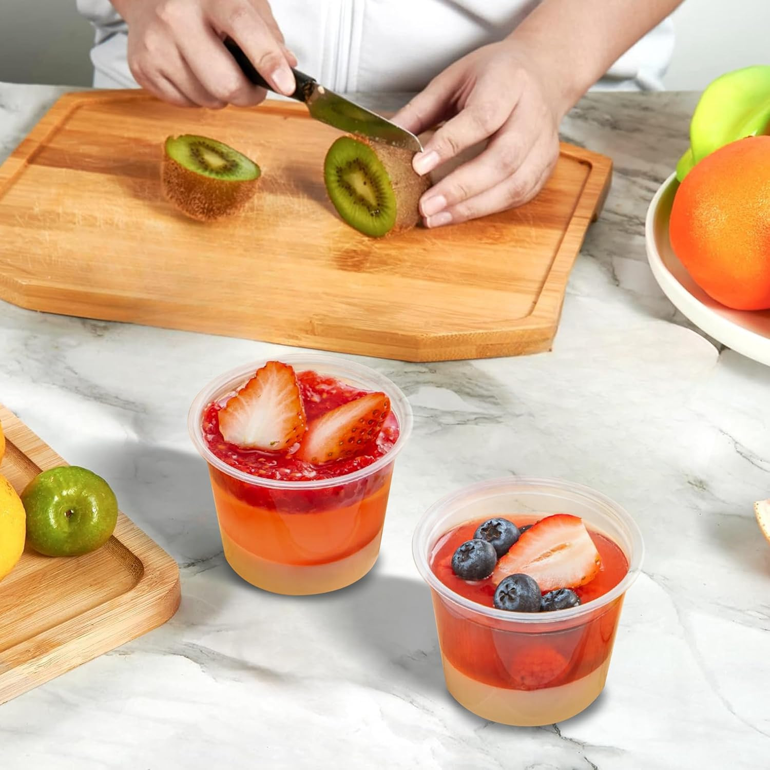 200 Sets-5.5 Ounce Disposable Plastic Jello Shot Cups with Lids