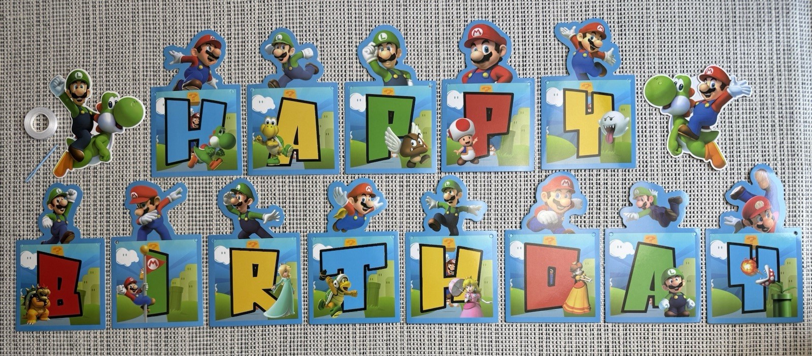 NEW 117Pcs Super Mario Bros Birthday Party Decor Backdrop Banner Cake Toppers+