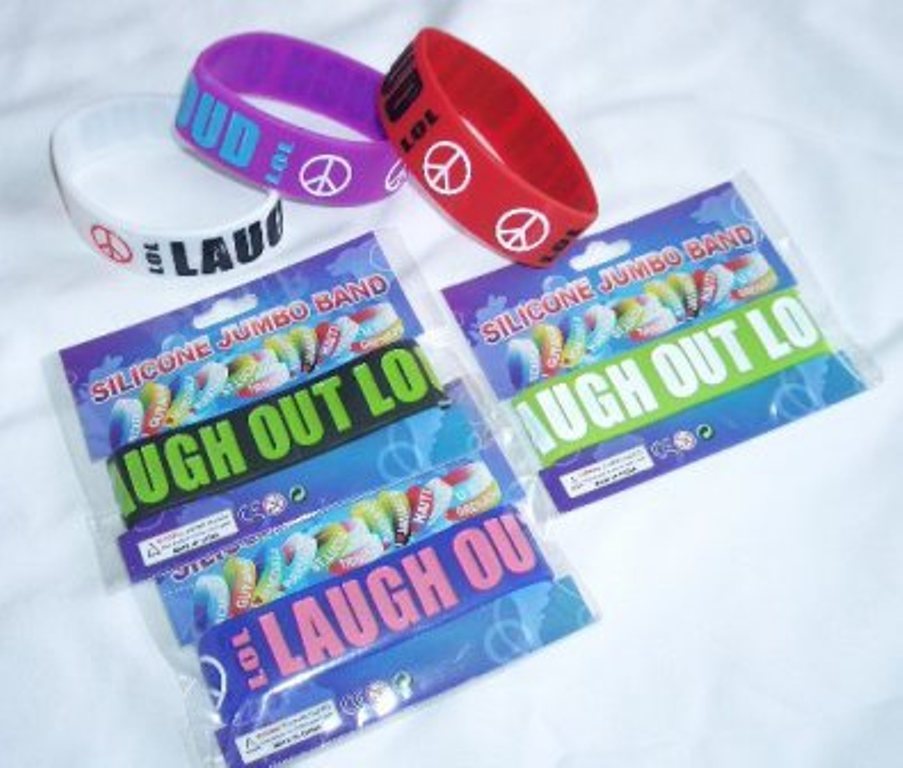 12 Laugh Out Loud Jumbo Silicone Wrist Band Bracelet Party Favor Gift Bag Filler