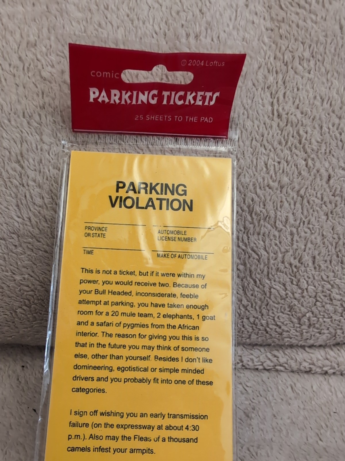 Pack Of 25 FAKE PARKING TICKETS Joke Gag Prank