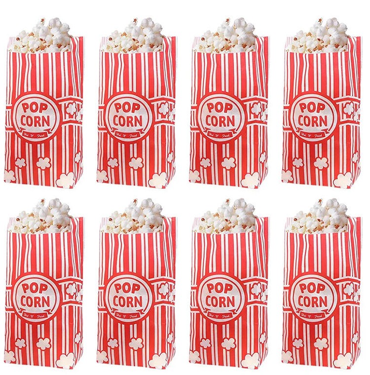 150Pcs Popcorn Paper Bags Retro Popcorn Bags for Party Snack Movie Night