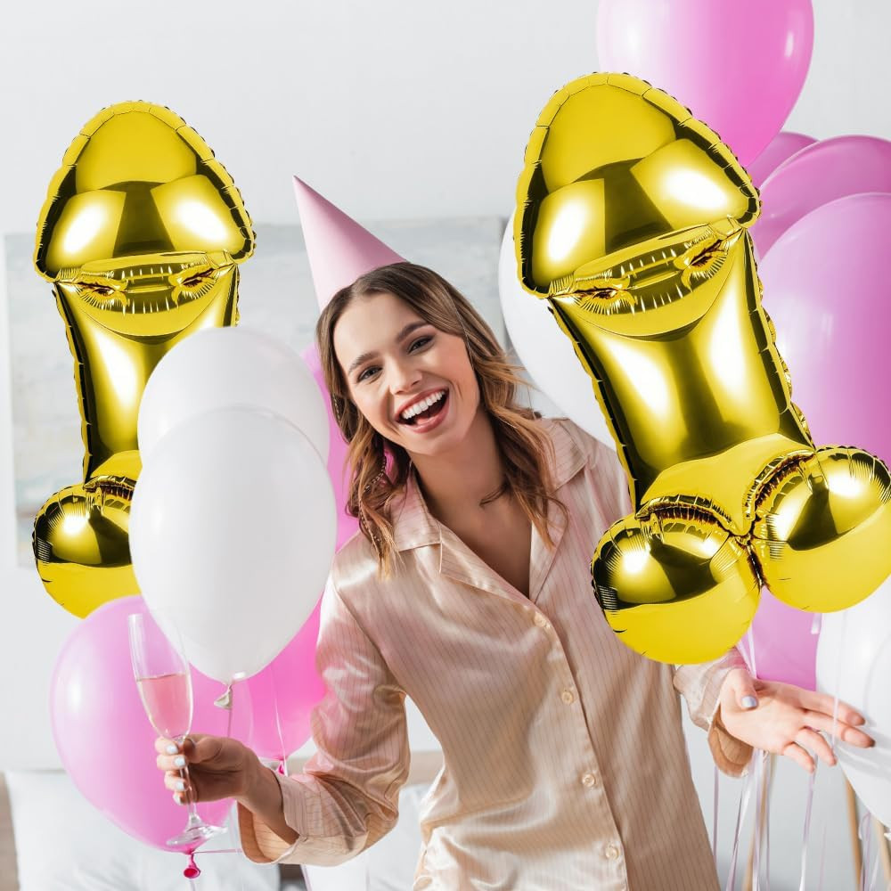 2 Pack Bachelorette Party Decorations 40″ Large Penis Balloons for Bachelor Part