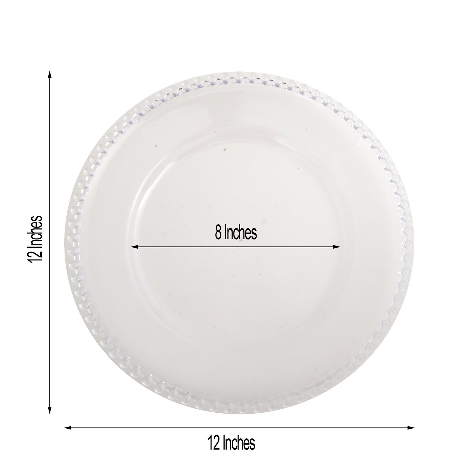 24 CLEAR 12″ Round Beaded Rim Charger Plates Wedding Reception Party Supplies