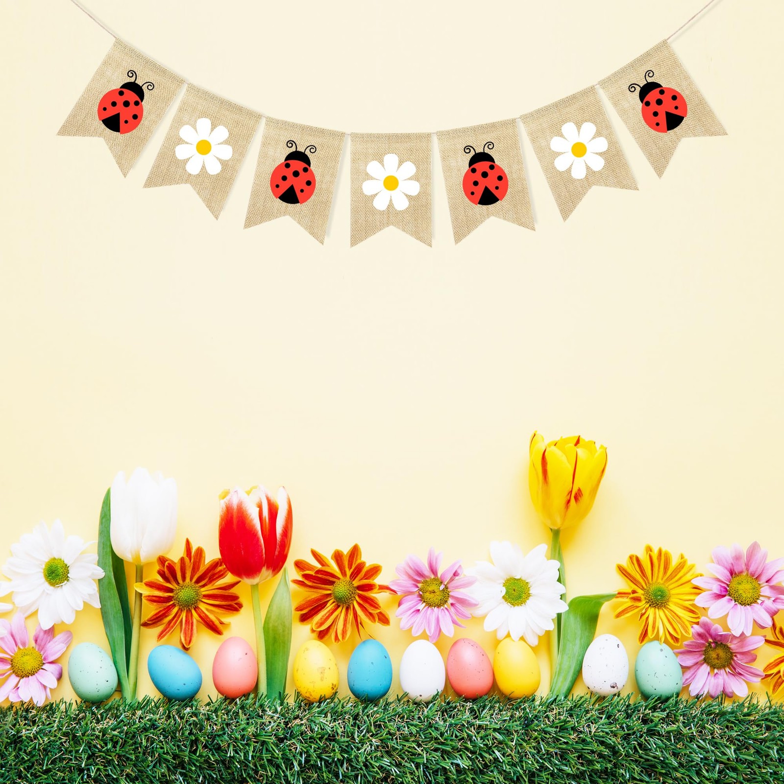 Daisy Ladybug Banner Burlap Garland Ladybug Party Decorations