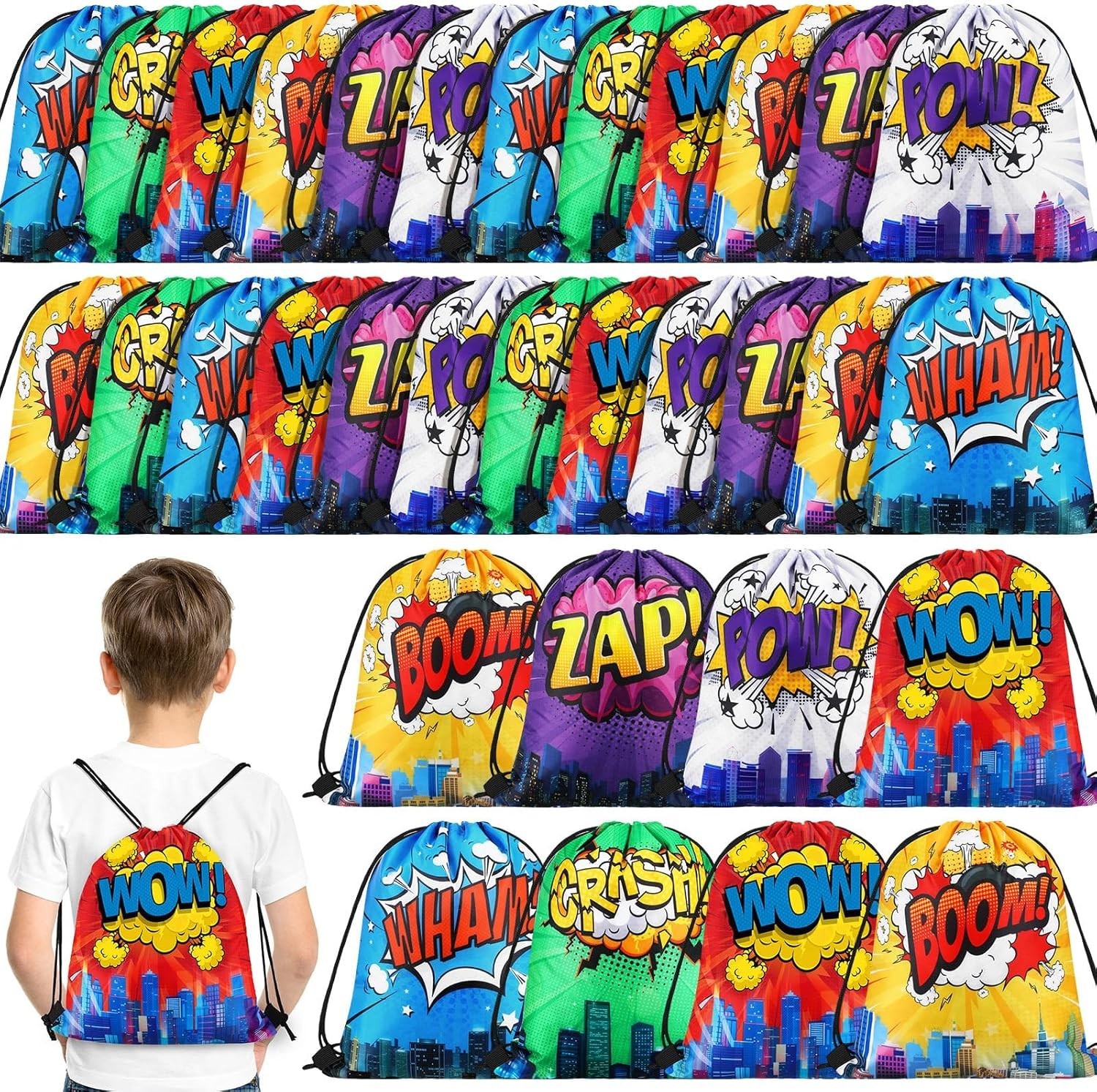 Hero Party Favors Bags Comic Heroes Drawstring Backpacks Goodie Candy Gift Ba…