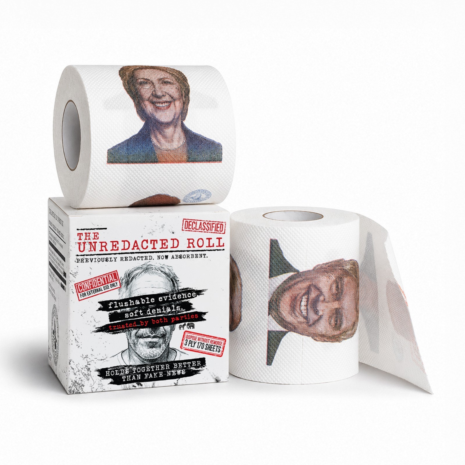 Unredacted Roll, Epstein List on Roll of Toilet Paper, Full Color, 170, 3-Ply
