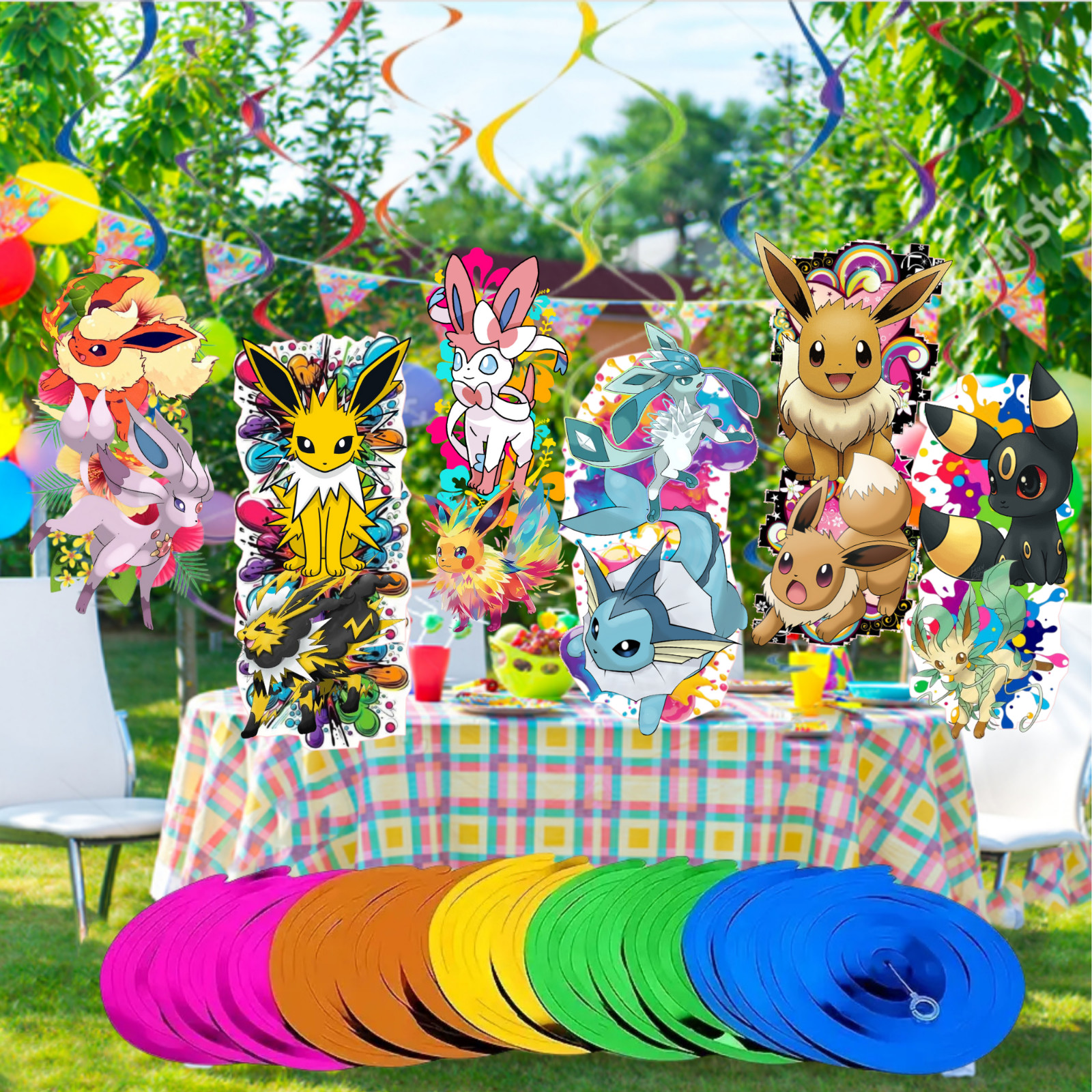 POKEMON PARTY SUPPLIES BIRTHDAY DECORATION BALLOON TABLEWARE SWIRL PLATE CUP