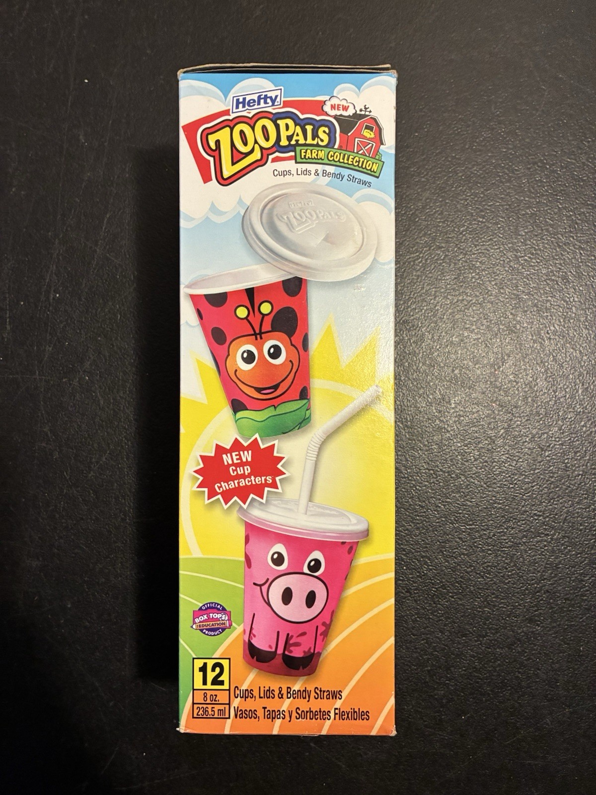 Zoo Pals Farm Collection Cups Lids Bendy Straws Vintage Pig Ladybug Sealed Box