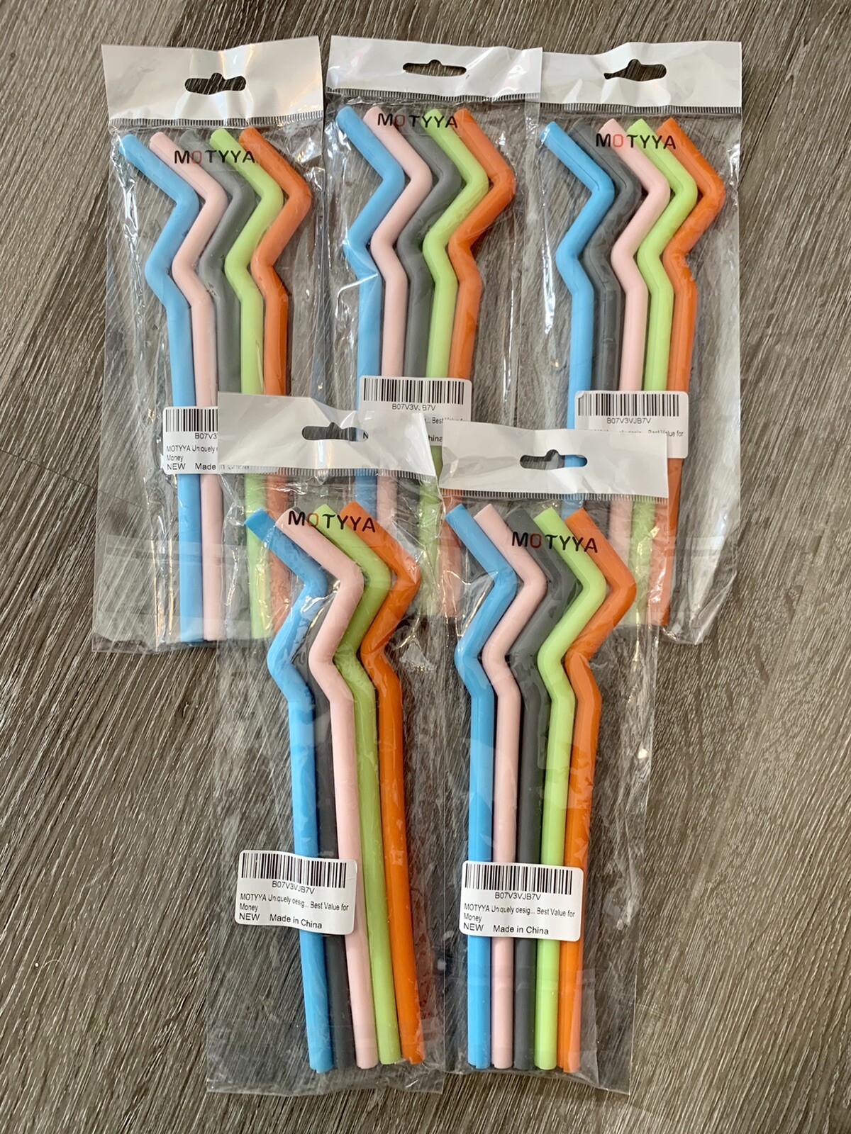 25pc Multi-Color Reusable Party Straws Unique Design Washable Colorful