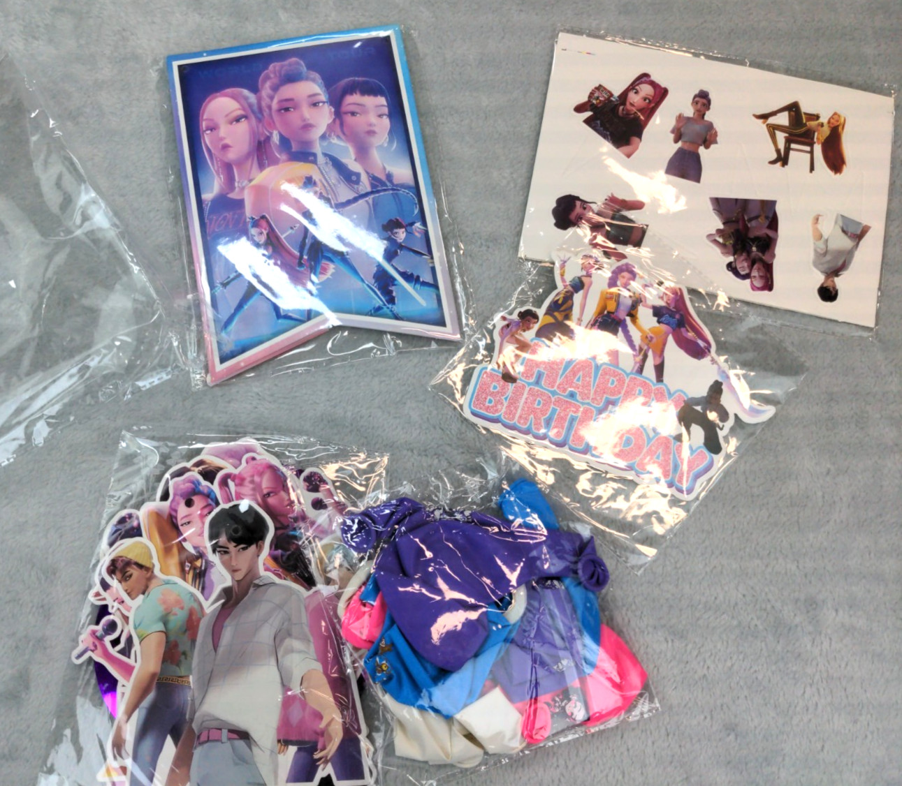 New Kpop Demon Hunters Birthday Decorations Party Supplies Set Sealed