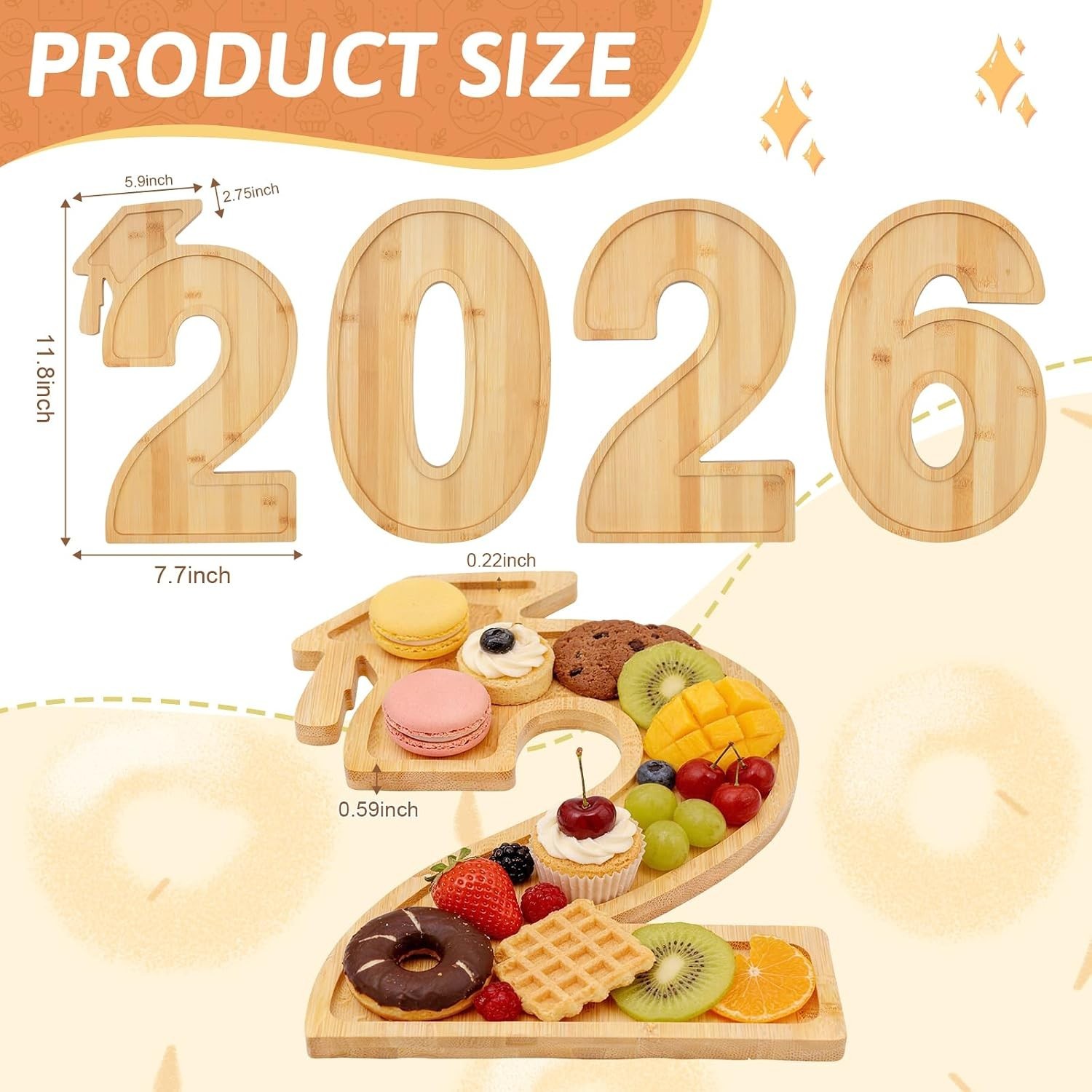 Graduation Number Charcuterie Boards Food Tray Plate Decorations for Parties