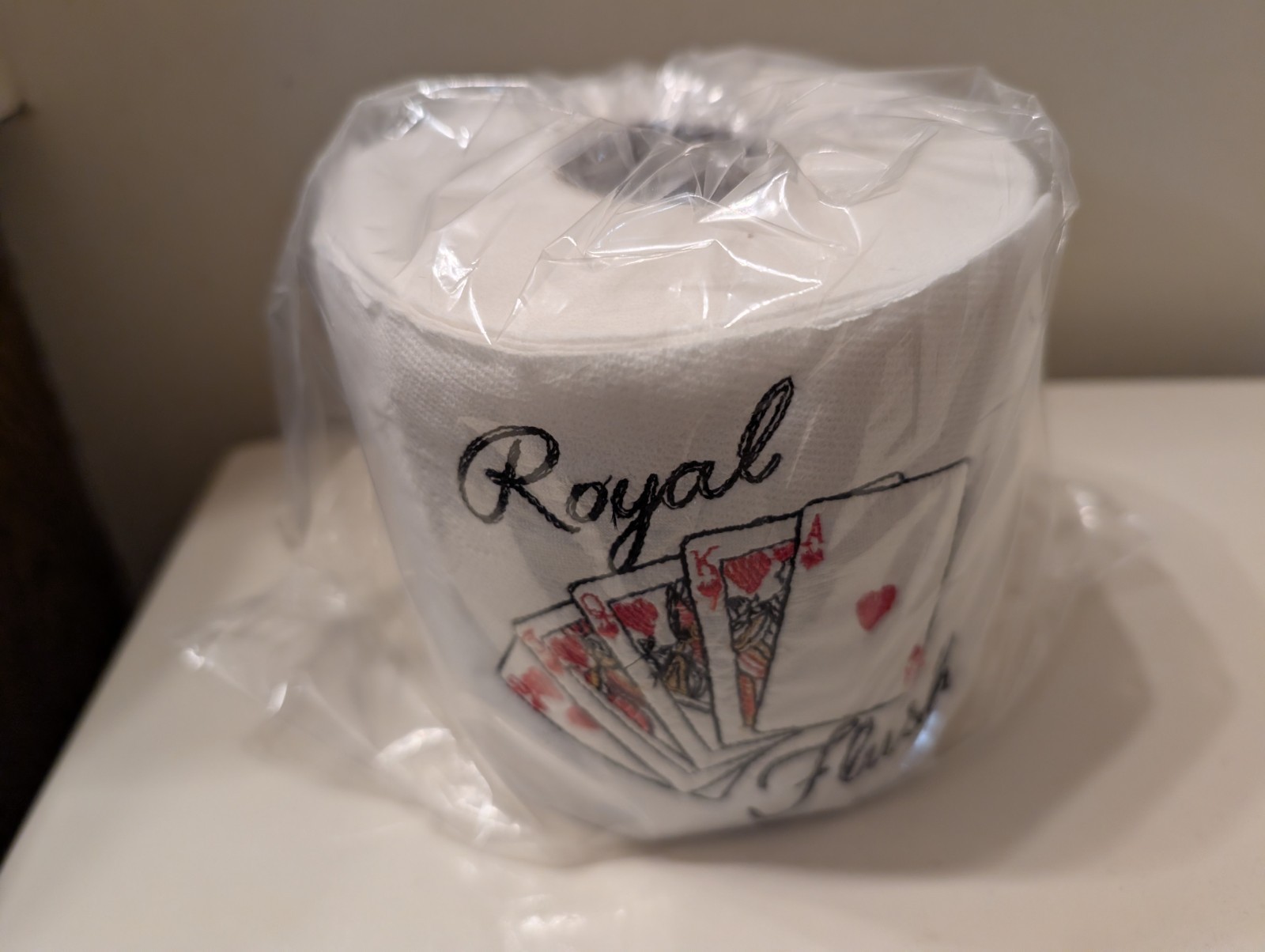 Embroidered toilet paper roll “ Royal Flush” Party Gag Gift decor