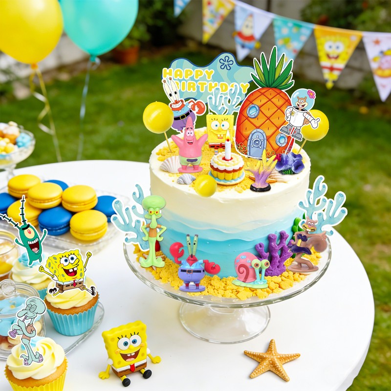 SpongeBob Cake Decoration 39 PCS SpongeBob Patrick Cake Toppers Cupcake Toppers