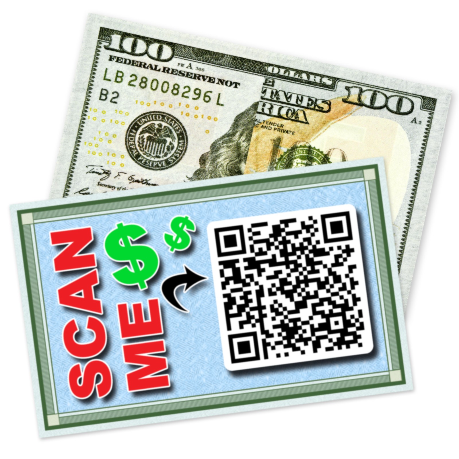 QR Code Woman Loudly Moaning 50 Fake Replica Hundred Dollar Money Card Prank