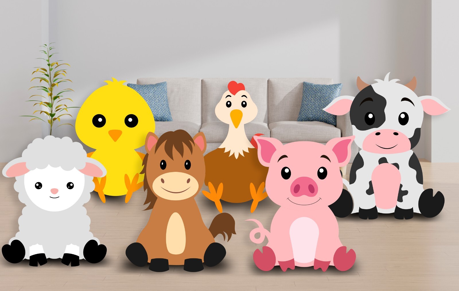 Farm Animals set party Props, Six Farm Animals 2ft, Party decor