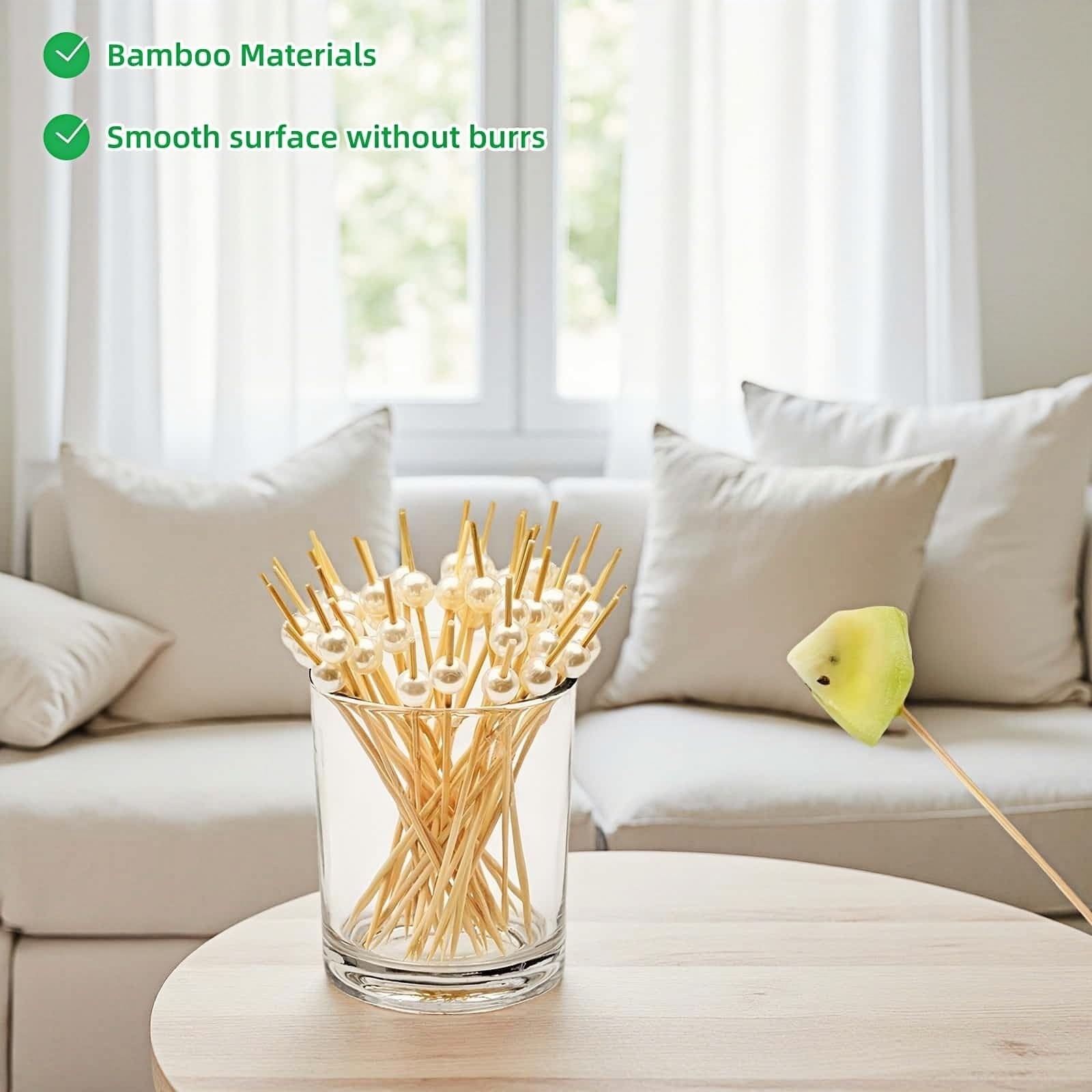 4.7″ White Pearl Bamboo Cocktail Toothpicks – 150 Count, Eco-Friendly Appetiz…