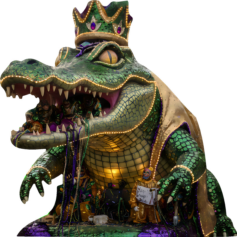 SP13638 New Orleans Gator Alligator Mardi Gras Parade King Cardboard Cutout Stan