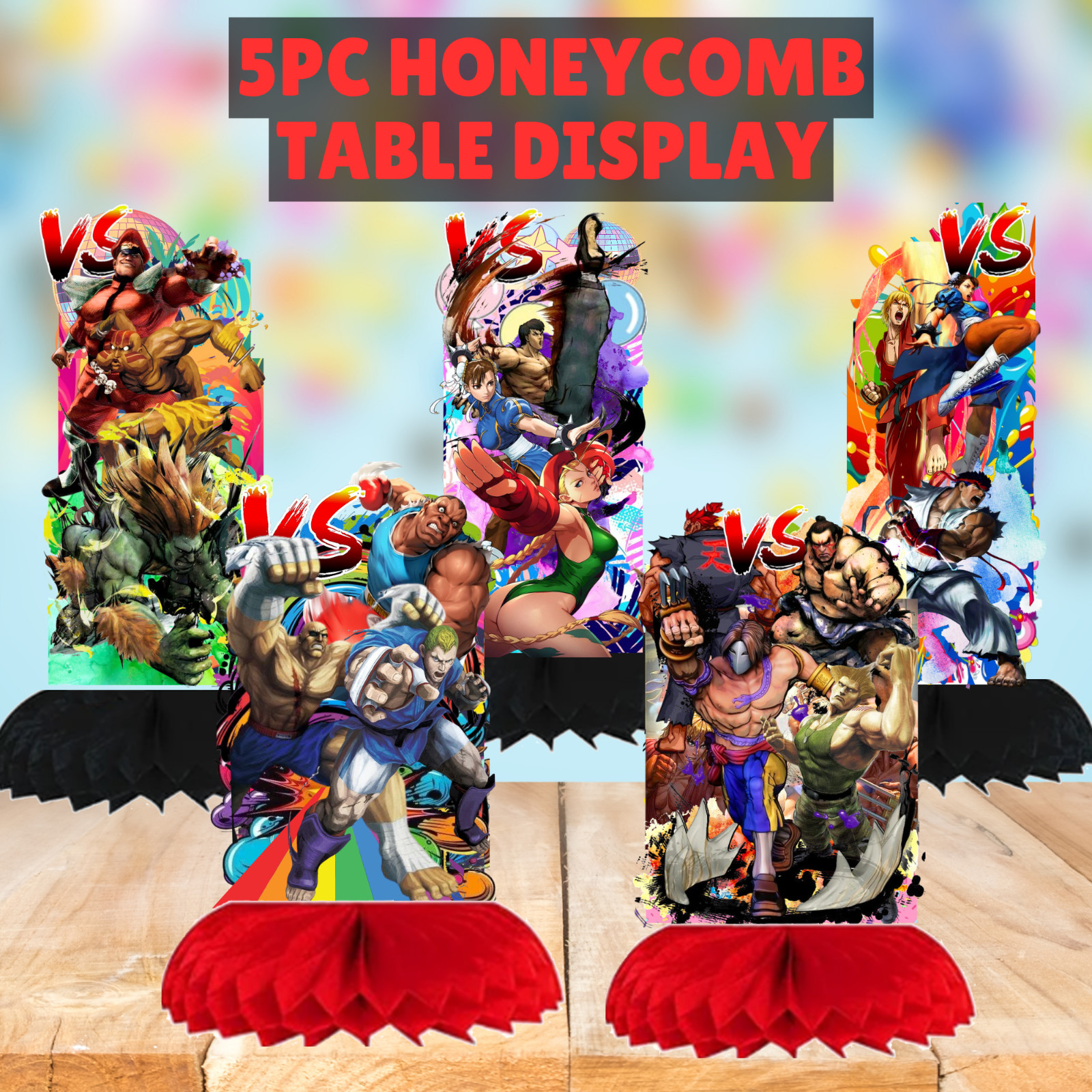 STREET FIGHTER balloon Cupcake Topper Party Decoration Supplies birthday banner