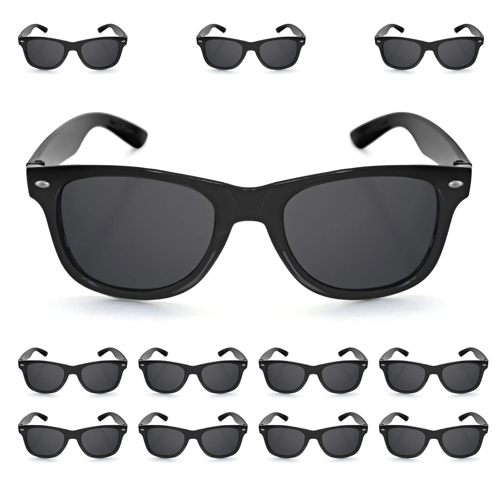 BLACK SUNGLASSES BULK 12 PACK Retro Vintage Fashion Sunglasses Party Favors