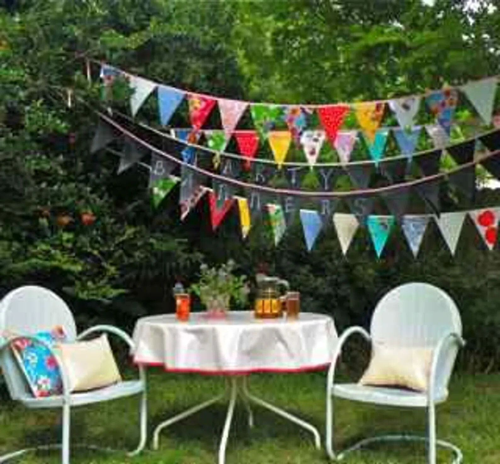 Vintage Fabric Bunting Flag Colorful Boho Bunting Handmade Cotton Banner Garland