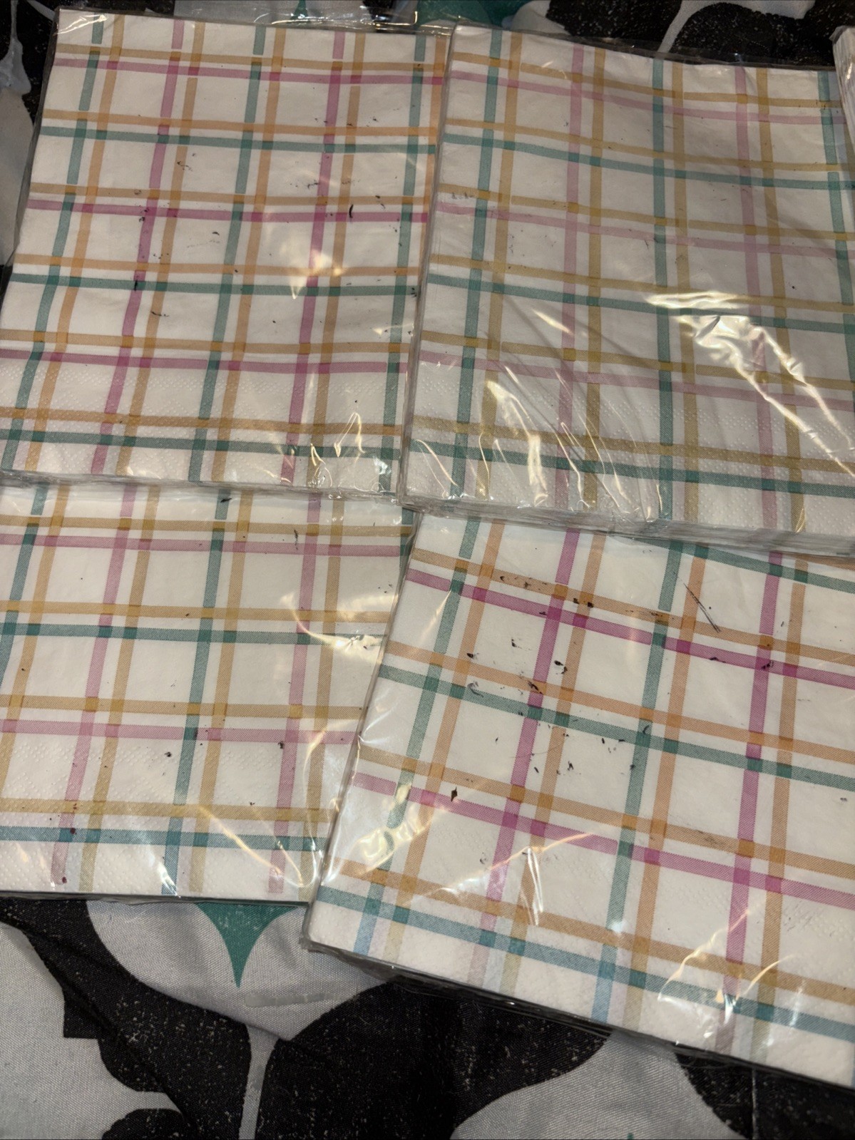 PERFECT HARVEST Paper Dinner Napkins 16ct ALL OCCASION Plaid Pastel Colors 6 pks