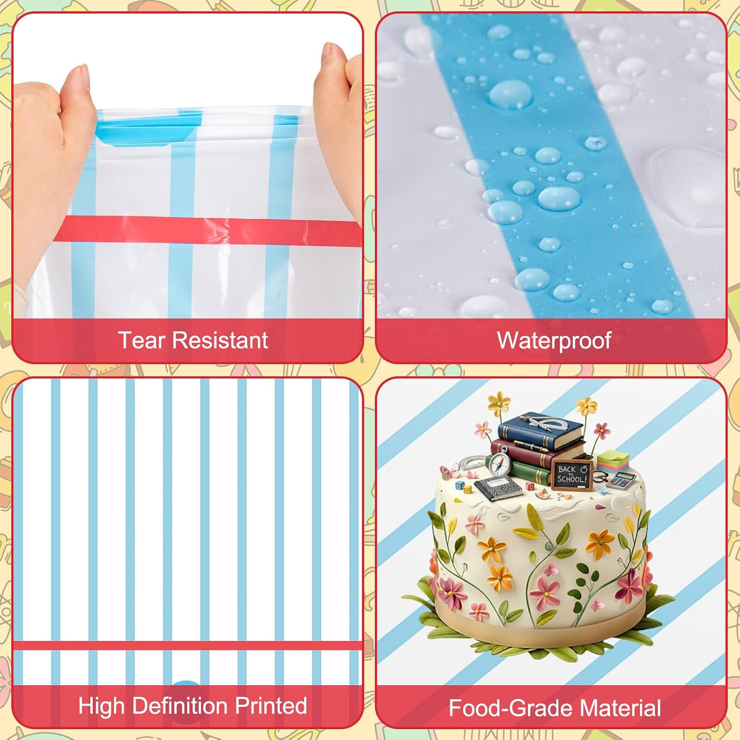 3 Pcs Back to School Decorations Tablecloth – Disposable Plastic Notebook Paper