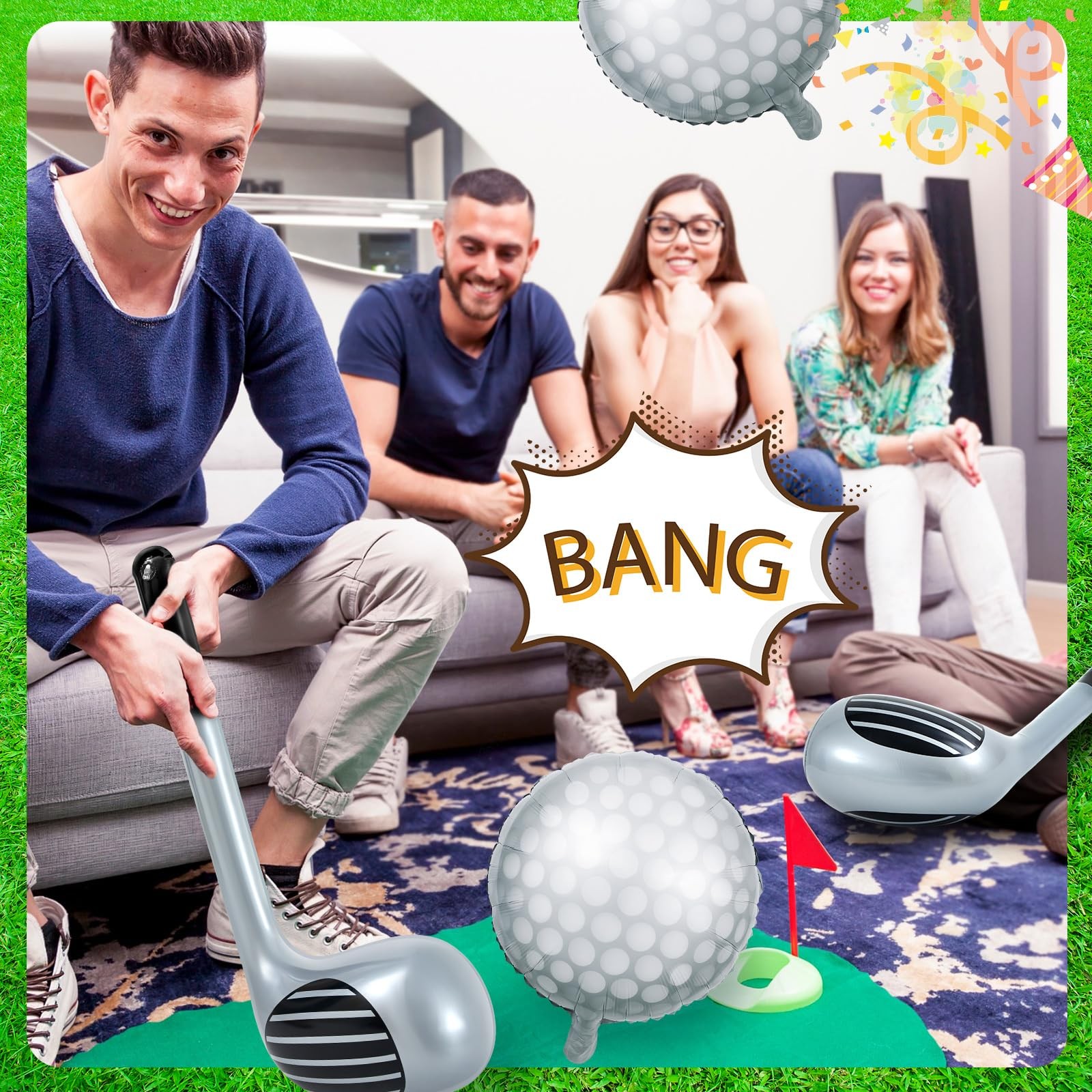 s 8 Pcs Golf Balloons Set 18” Ball and 30” Inflatable Club for