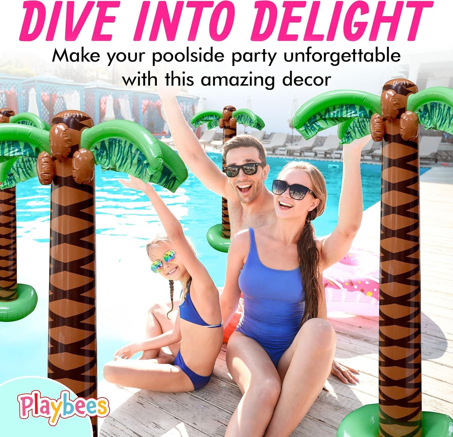 6FT Inflatable Palm Tree 4 Pack – Summer Luau Pool Party Blow Up