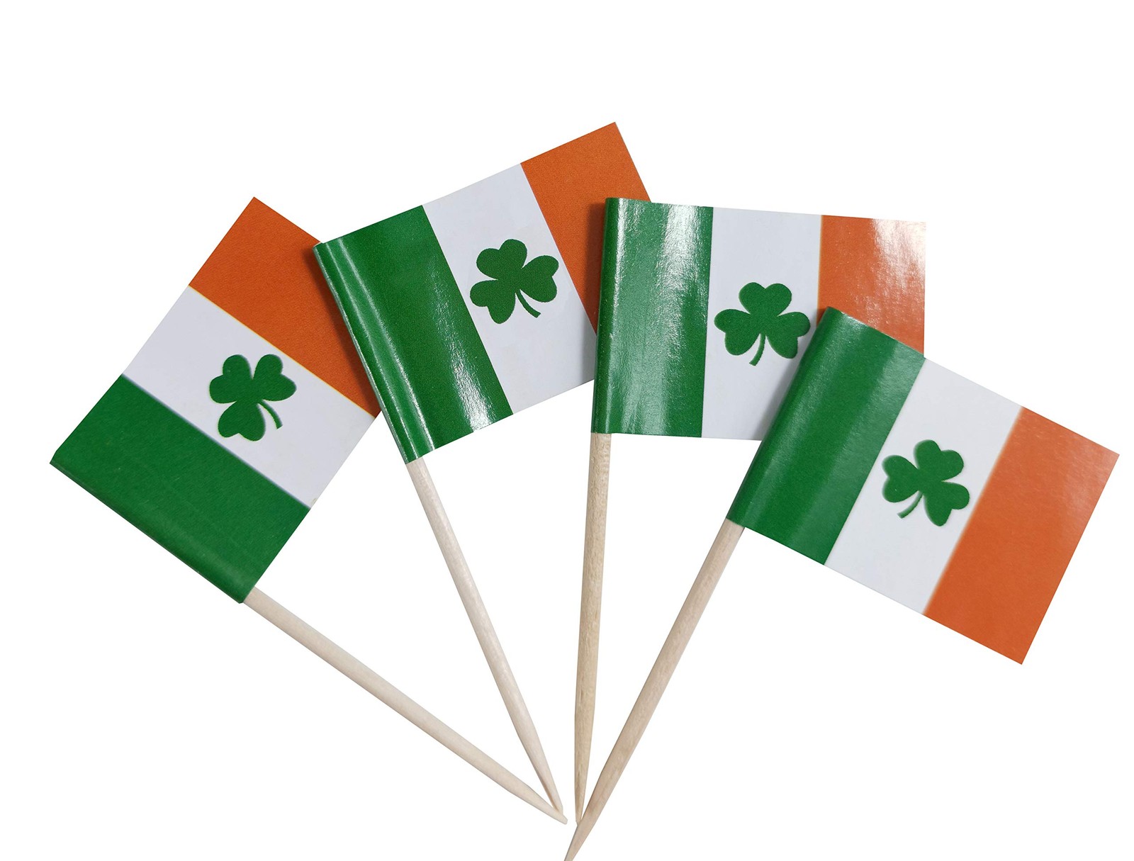 JBCD Ireland Shamrock Toothpick Flag Irish Mini Small Cupcake Topper Flags,