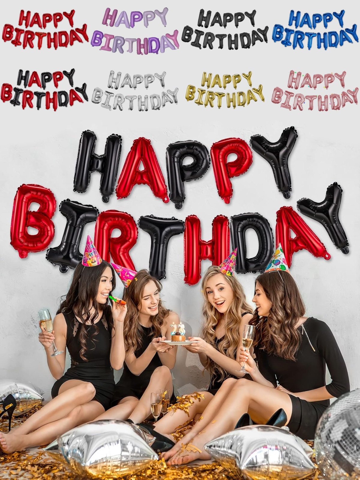 Happy Birthday Balloons Banner Bunting Self Inflating Decoration Letters Balloon