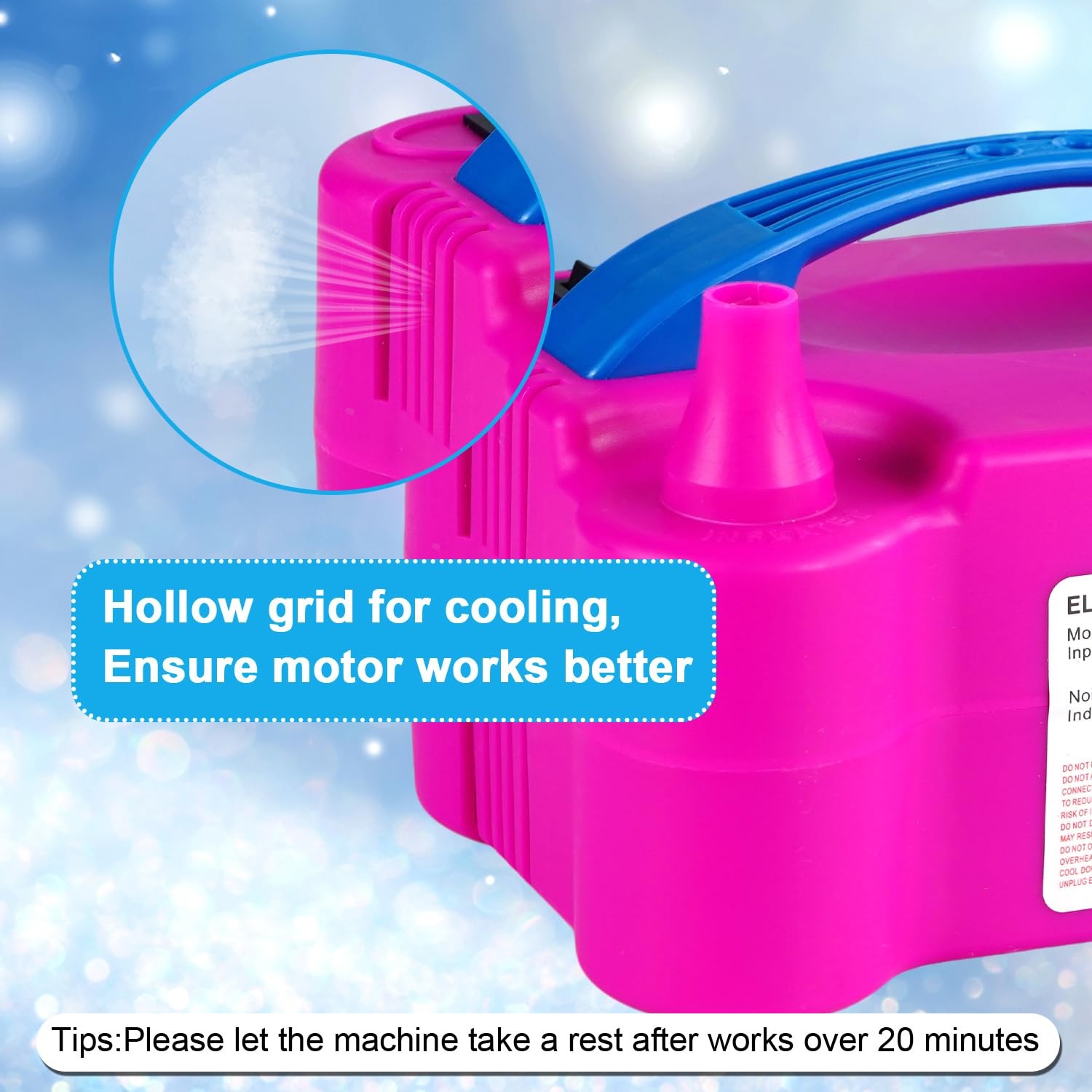 Electric Balloon Pump with Dual Nozzle, Rose Red