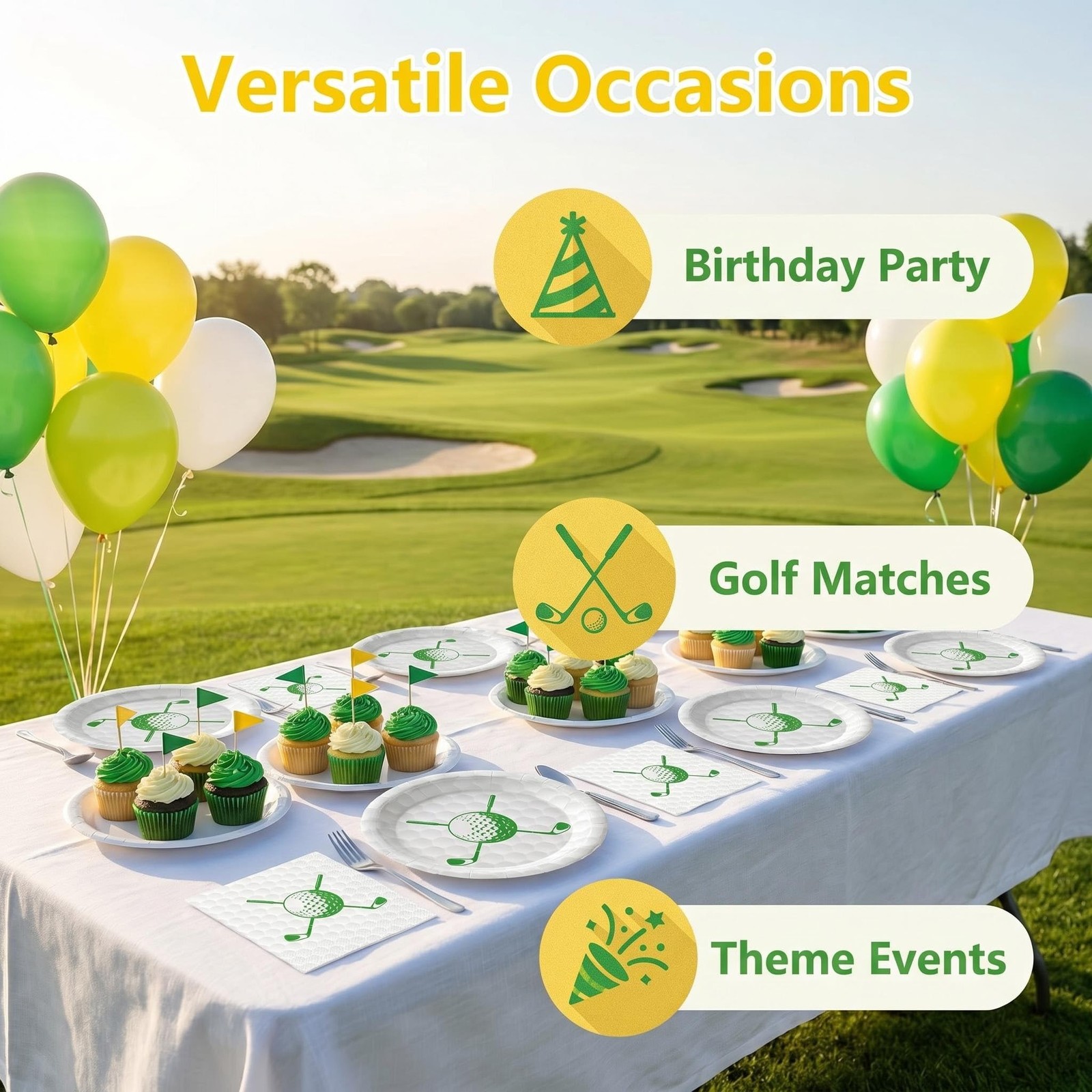 50 Pcs Golf Plates and Napkins Set, 7 Inch Golf Birthday Decorations Dinner D…