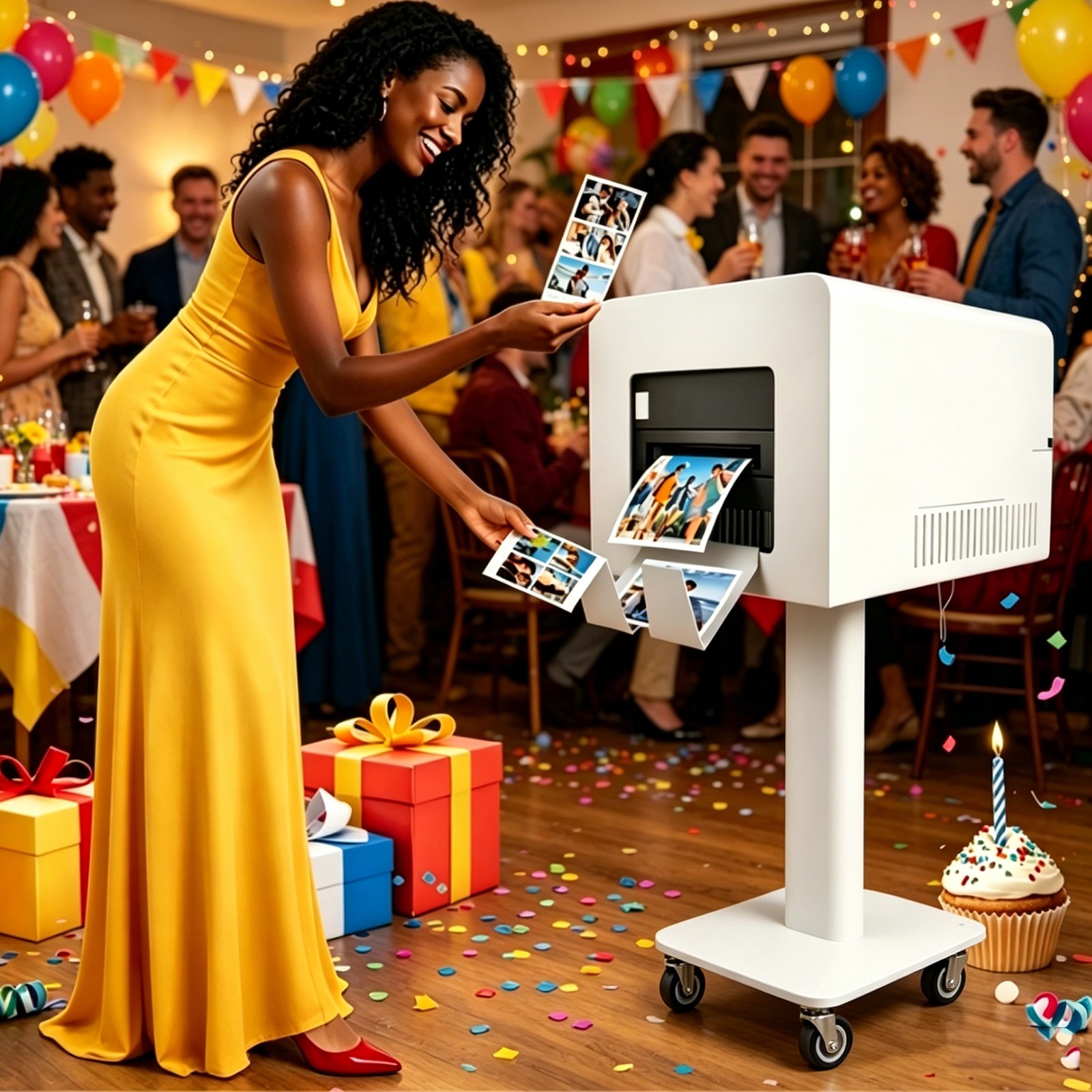 Portable Photo Booth Machine w/Music Sync Light Effects Selfie Booth for Parties