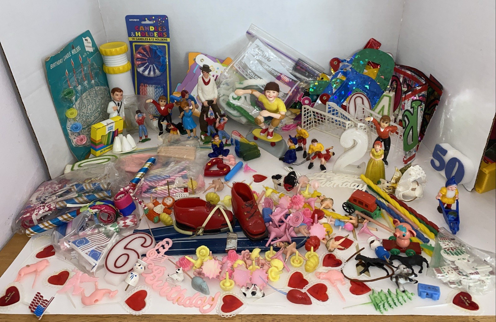 Vintage Lot Of Cake Toppers Ballerina’s Sports Flags Hearts, Christmas Gnome