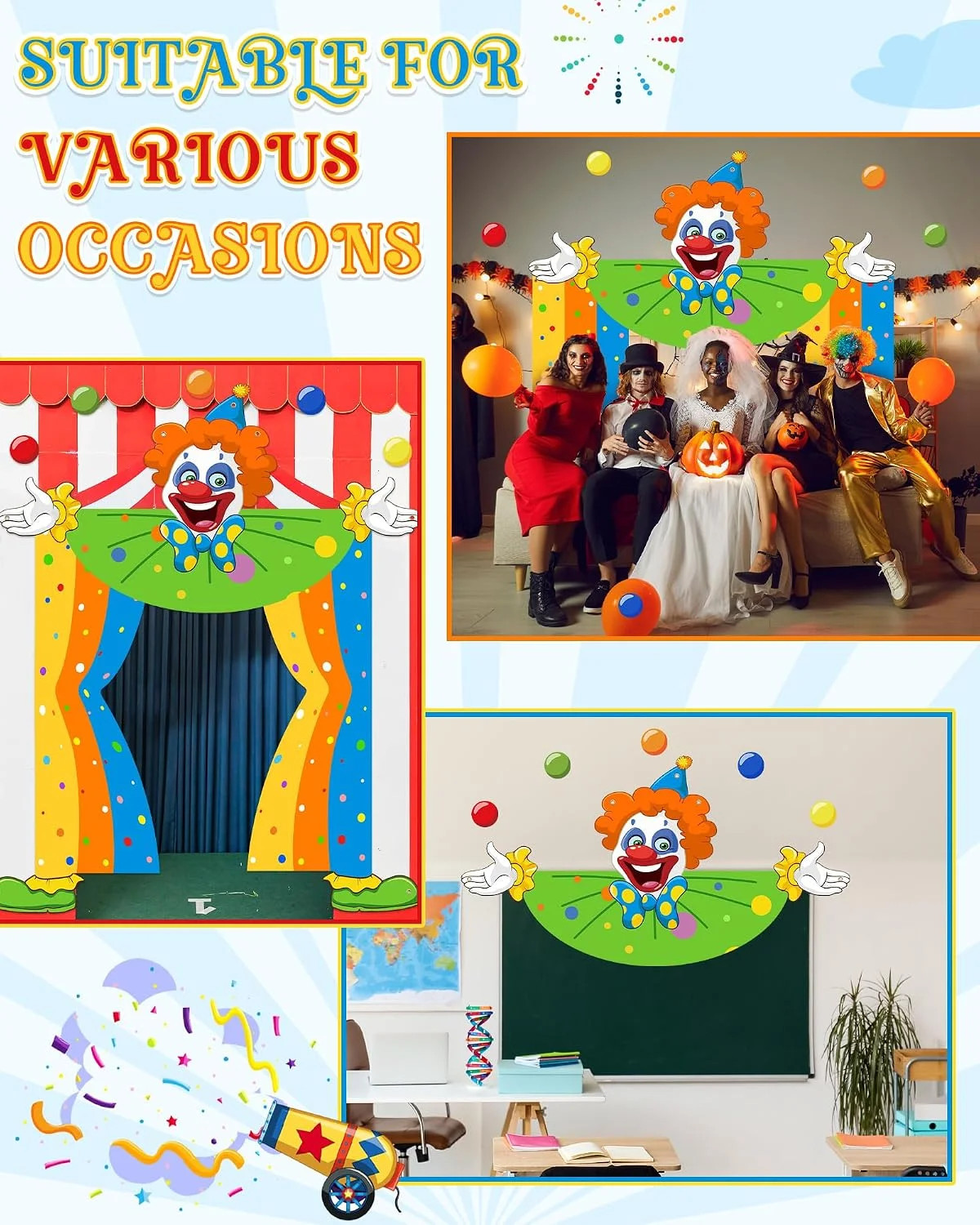 Mindsoft 3 Pcs Carnival Circus Party Decorations Circus Clown Birthday Decor Doo