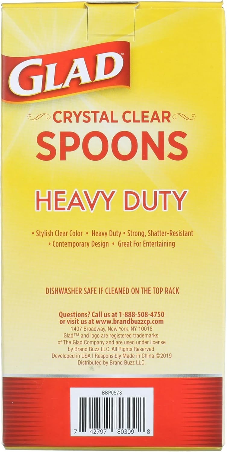Glad Clear Plastic Spoons – Dishwasher Safe Clear Disposable Heavy Duty Utensils