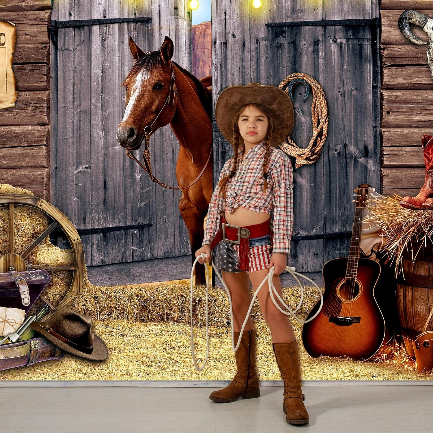 Western Party Backdrop Western Cowboy Party Decoration Supply Wild 7 x 5 ft