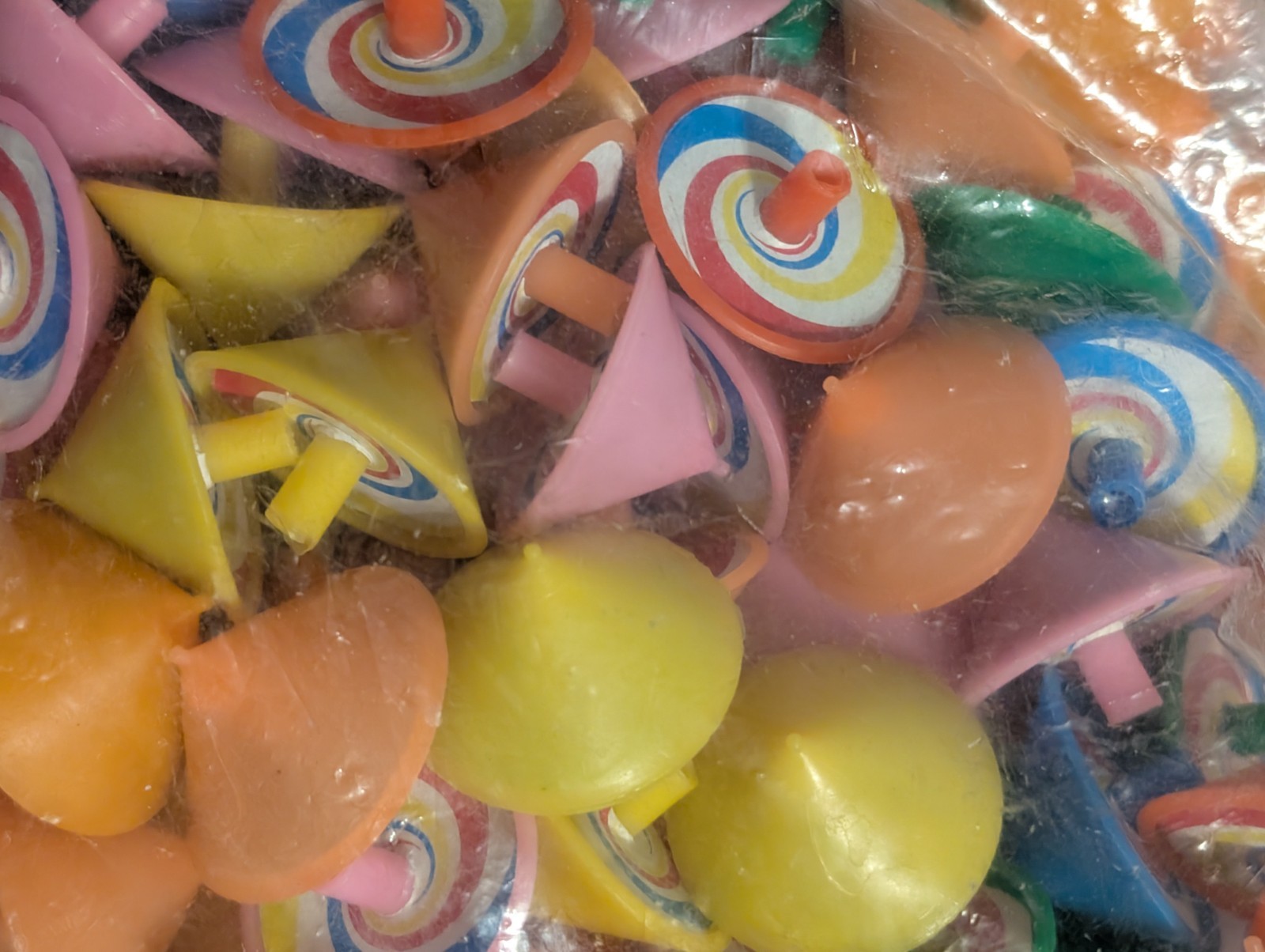 Bag Of Plastic Spinning Top Party Favors – Colorful Swirling Spin Toy Prizes