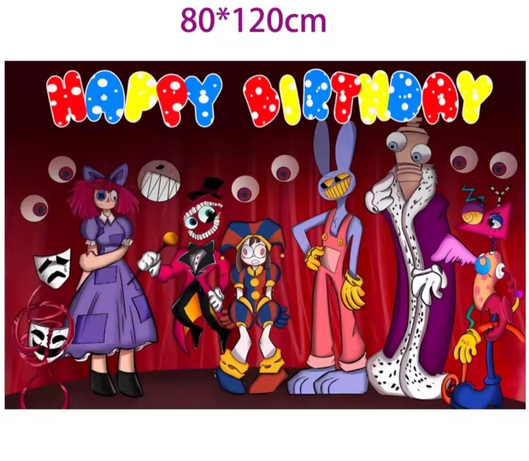 The Amazing Digital Circus Party Supply Banner Backdrop Toppers…