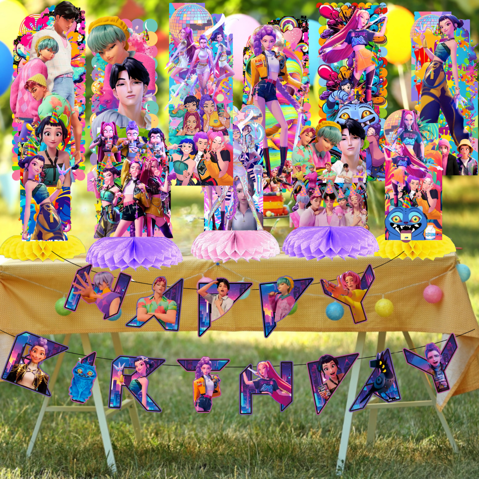 Kpop Gift Box Party Supplies birthday decoration balloon topper demon hunters