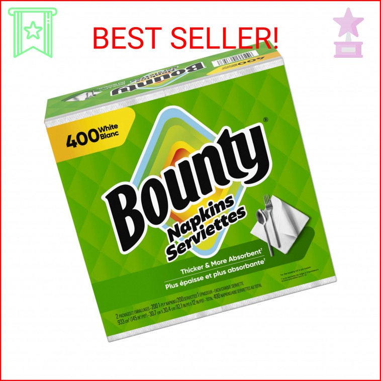 Bounty Paper Napkins, White, 400 Count