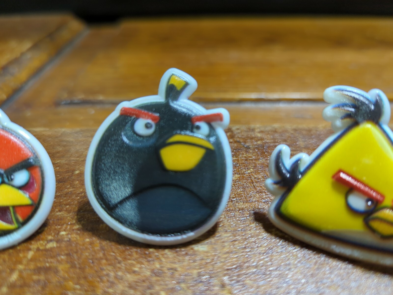 Angry Birds Cupcake Rings; Angry Birds Rings Party Favors or cake decor Set of 3