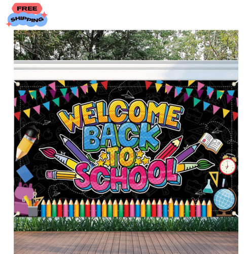 Welcome Back to School Banner, Multicolored, 72 X 43 Inch, Back to School Decora