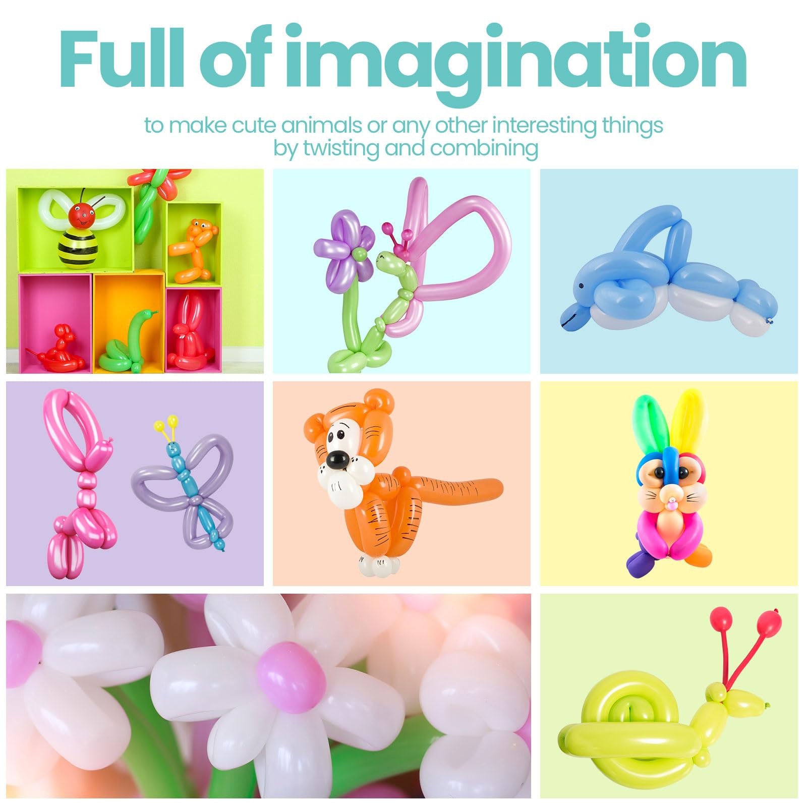 1000 Pcs Long Balloons Bulk 260 Latex Twisting Balloons Decoration for Birthd…