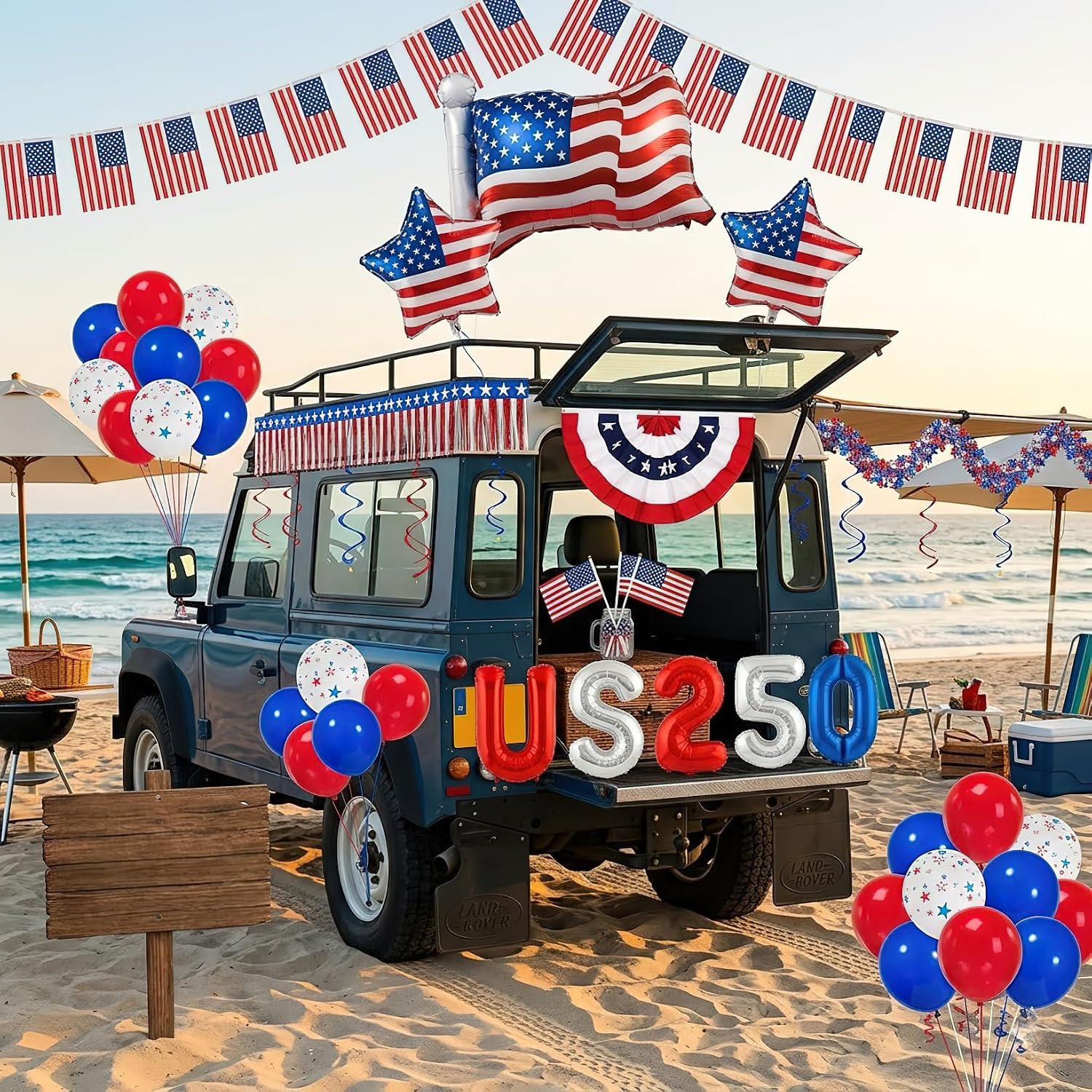 4Th of July Golf Cart Decoration Kit, Fourth of July Golf Cart Parade Float Deco