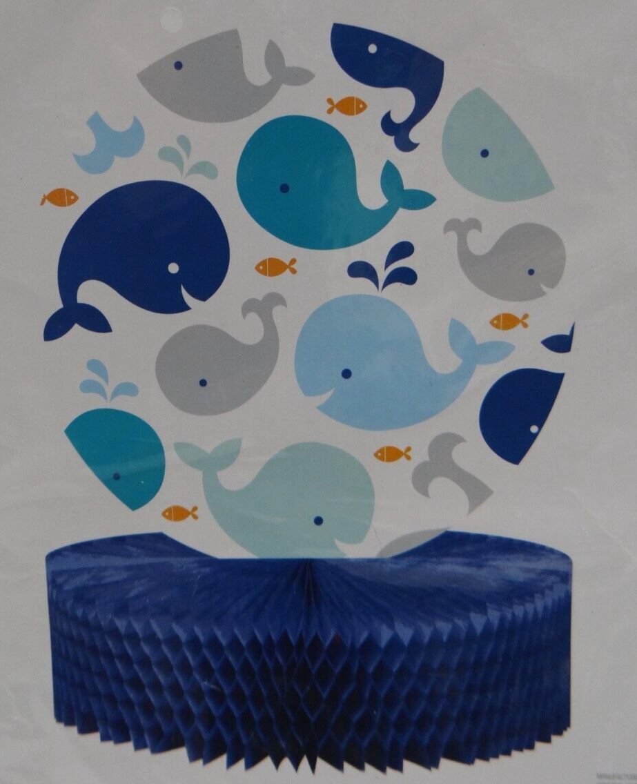 Lil Spout Blue Whale Centerpiece 9″ x 12″, Party Table Centerpiece