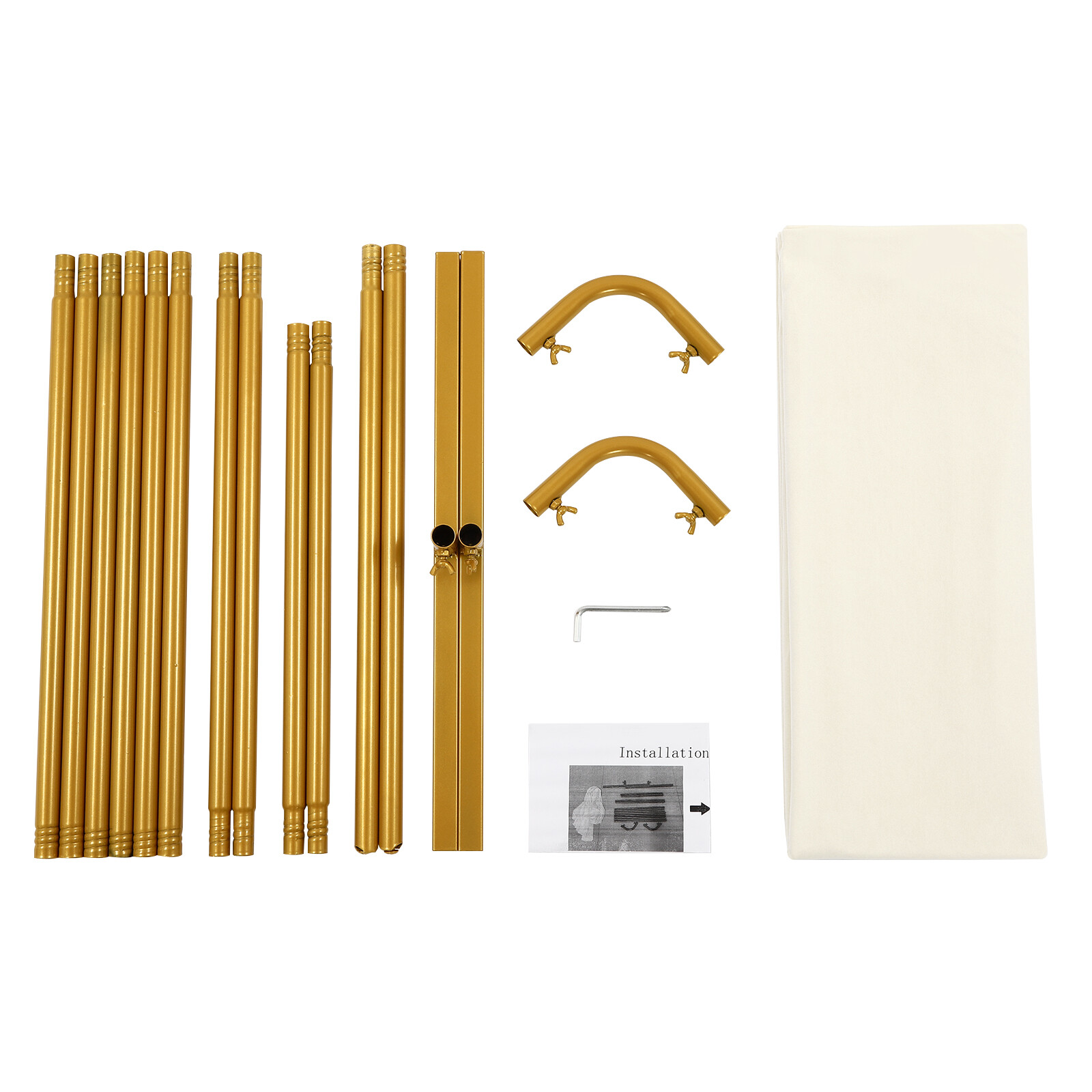 Freestanding Wedding Backdrop Stand Gold&Beige Backdrop Frame With Solid Base