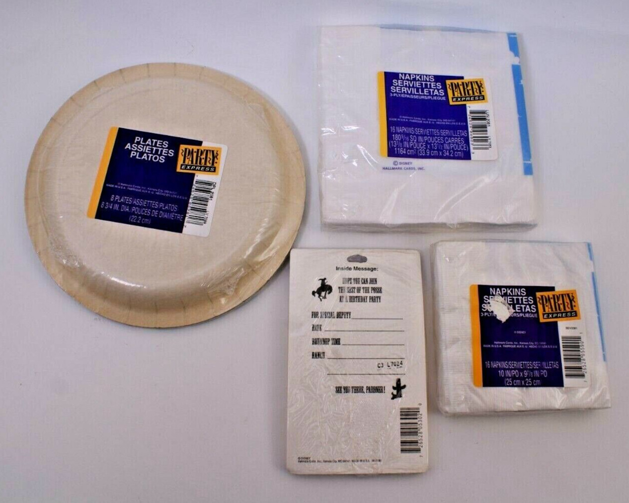 4 ORIGINAL 1995 TOY STORY PARTY SUPPLIES, PLATES, NAPKINS & INVITATIONS – NWT