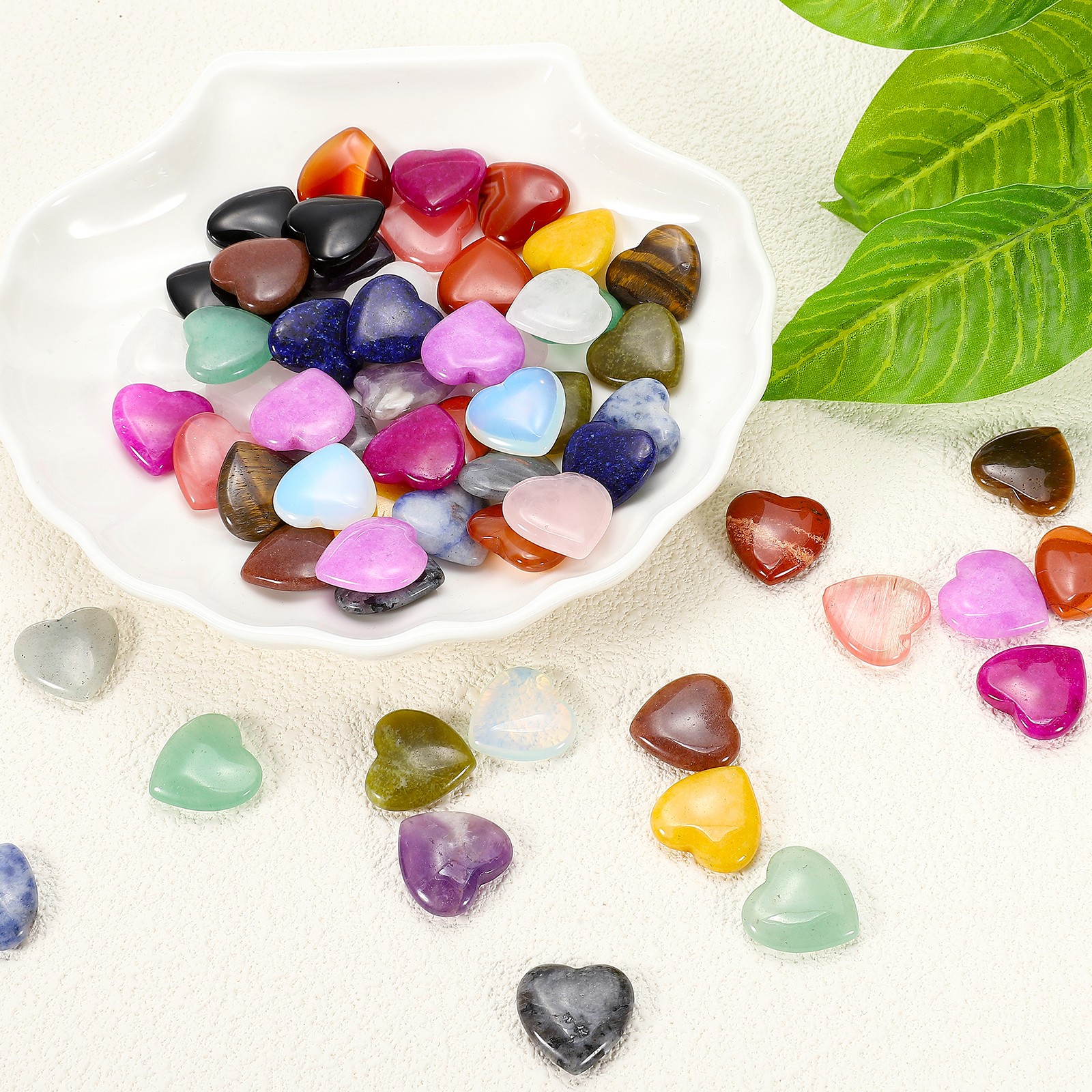 20 Pcs Heart Crystals Stone Natural Crystal Love Gemstone Bulk Set Blue
